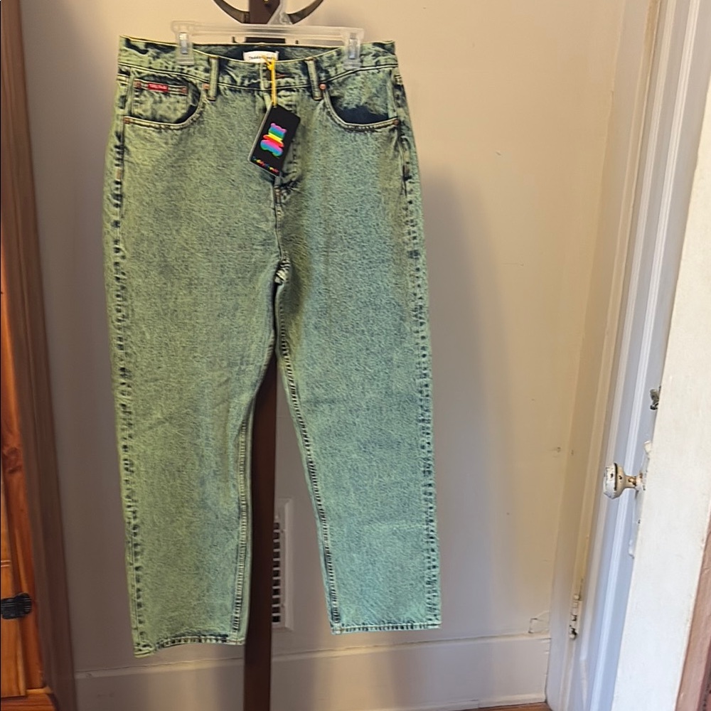 NWT Teddy Fresh Button-Fly Acid Washed Jeans 33